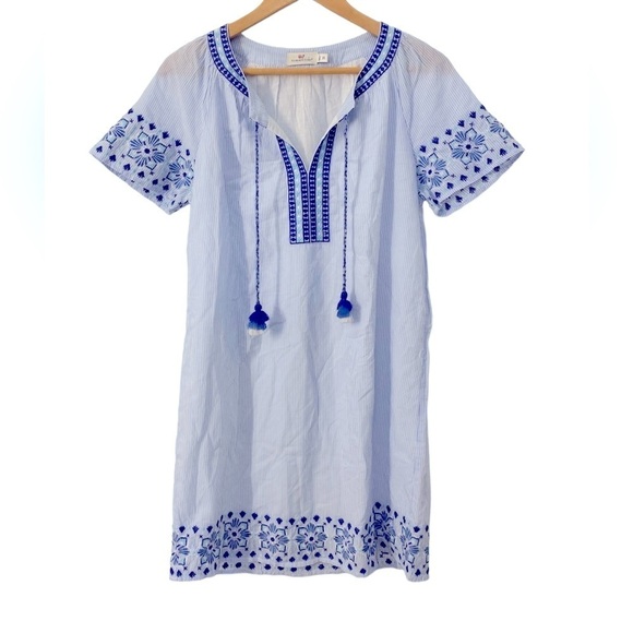 Vineyard Vines Sea Spray Striped Tassel Dress XS Blue/White - Picture 1 of 5